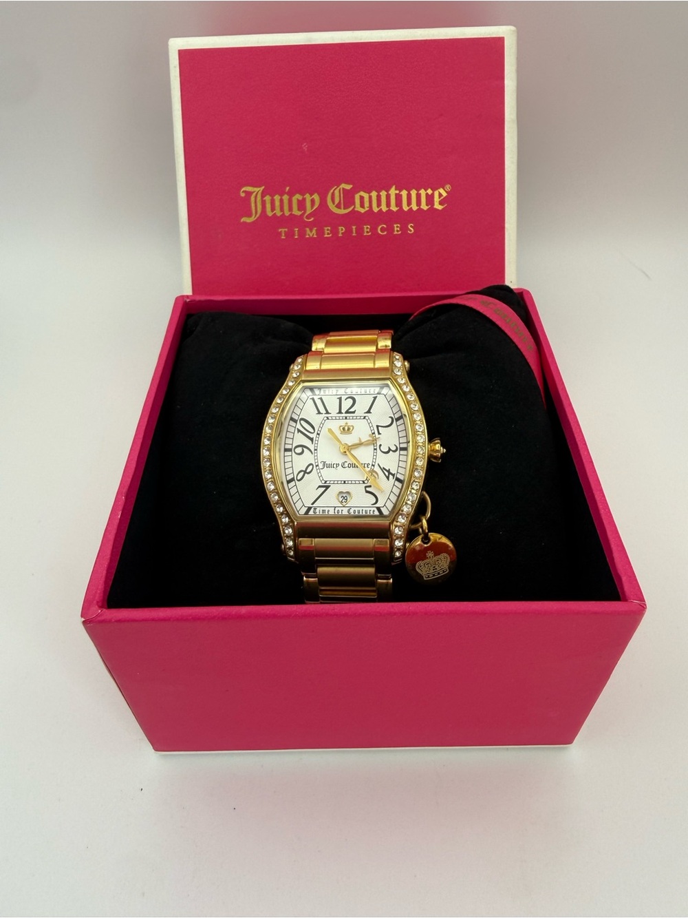 Juicy Couture Gold-Tone Crystal Accent Women's Bracelet Watch with Charm